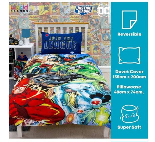 Justice League Reversible Single Duvet And Pillowcase