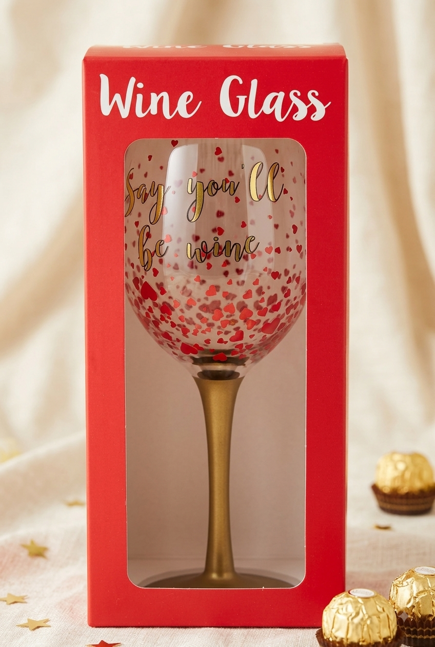 'Say You'll Be  Wine' Wine Glass With Gold Stem