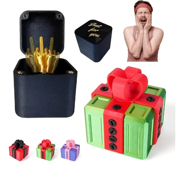 Middle Finger In A Box, Prank Gift For Adults (Red & Green)