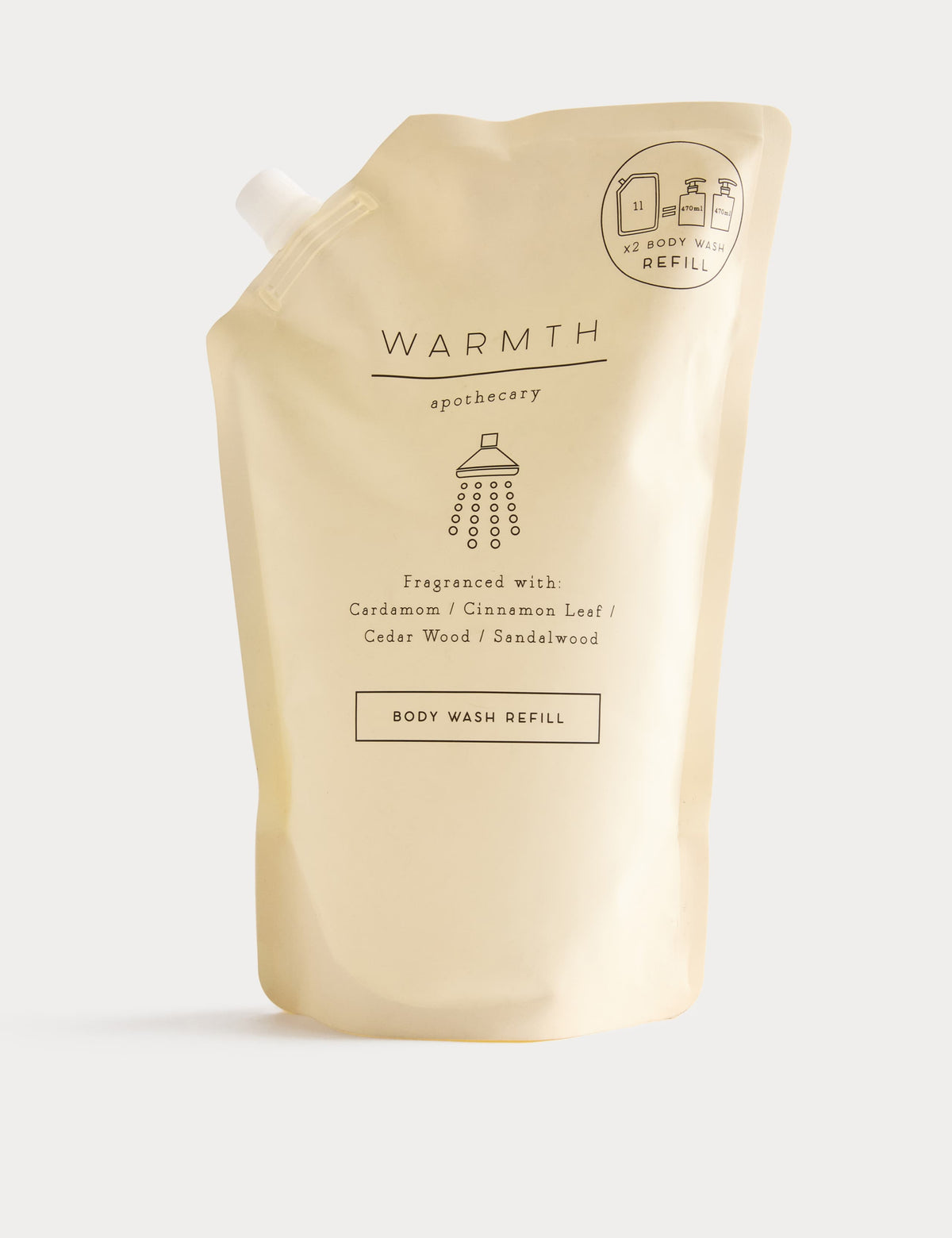 M&S Warmth Body Wash Refill - Fragrance- Cardomom, Cinnamon Leaf, Cedar Wood, Saddleworth- 1000ml
