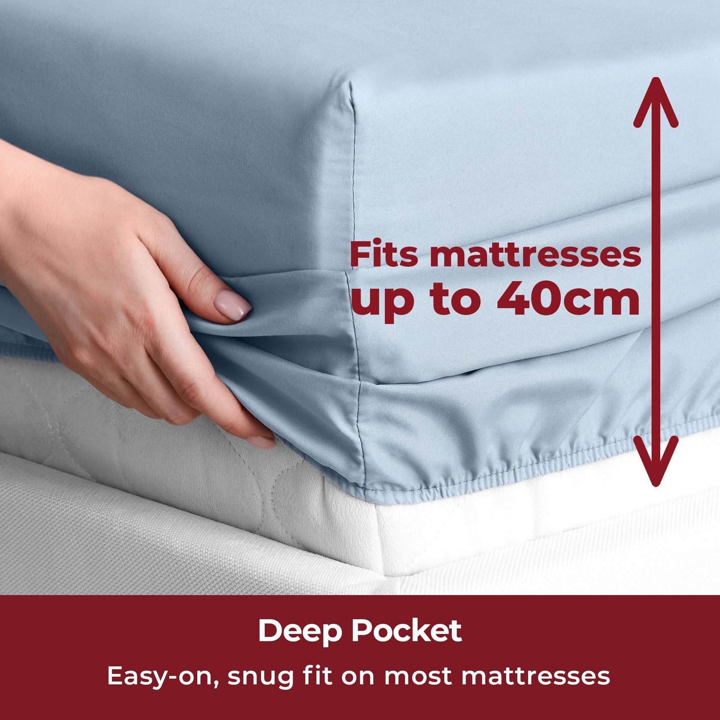 Super King Fitted Sheet All Around Elastic 40cm Extra Deep Soft Microfibre - Blue Hydrangea 180x200cm