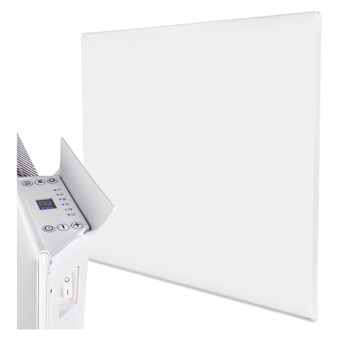 MYLEK Panel Heater Radiator Electric 0.5KW - Daily and Weekly Timer, Digital Thermostat - Wall Mounted Slimline White Panel Heater for Bathroom, Office, Bedroom, Garage (500 Watt) Lot 20 Compliant