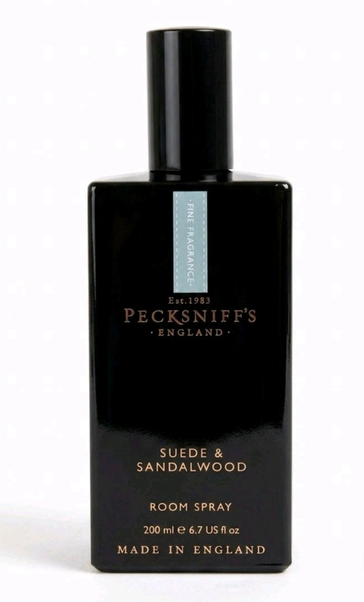PECKSNIFFS ENGLAND 200ML PREMIUM SUEDE AND SADALWOOD ROOM SPRAY