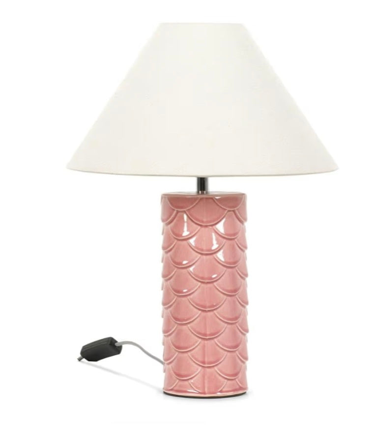Ceramic Coral Mermaid Shell Scallop Bedside Table Lamp with Lampshade Living Room Bedroom Bedside Light | Table Lamps
