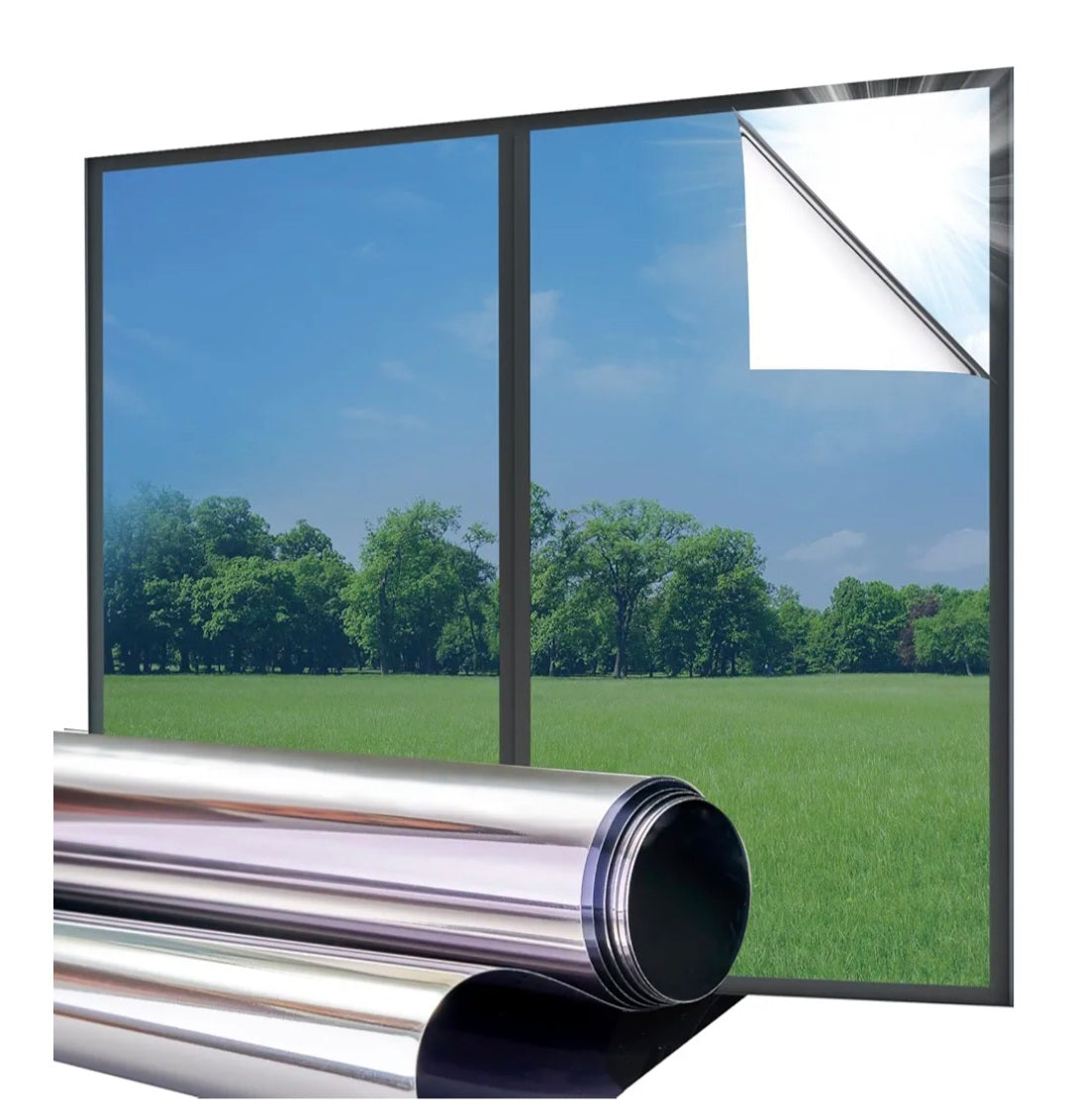 Lifetree Reflective One Way Window Film Privacy: Heat Control Mirror Window Tint Film Sun Blocker, UV Anti Glare Film Clear Day and Night for Home Office (Blue, 90 * 200cm)