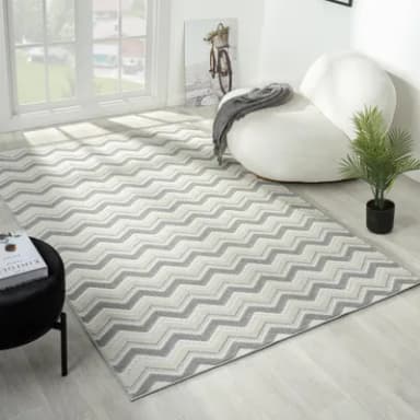 Rugs and More Stella Indoor/ Outdoor Rug - Geometric Garden Rug, Waterproof UV Resistant, Durable Low-Pile (Zig Zag, Grey - 160x230cm)