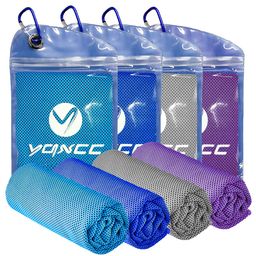 4 Pack Cooling Towels (100x30 cm) Cool Cold Towel, Soft Breathable Microfibre Ice Towel for Yoga, Golf, Gym, Camping, Running, Fitness, Workout & More Activities