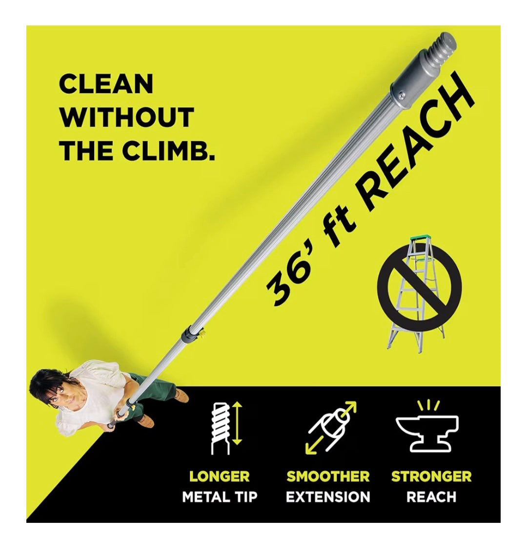 DOCAZOO Telescopic Pole for Cleaning - Window Cleaning Kit, Ceiling Cleaning, Feather Duster, Snow Removal, Window Squeegee, High Reach Indoor & Outdoor Kit - (30 Ft Extension Pole)