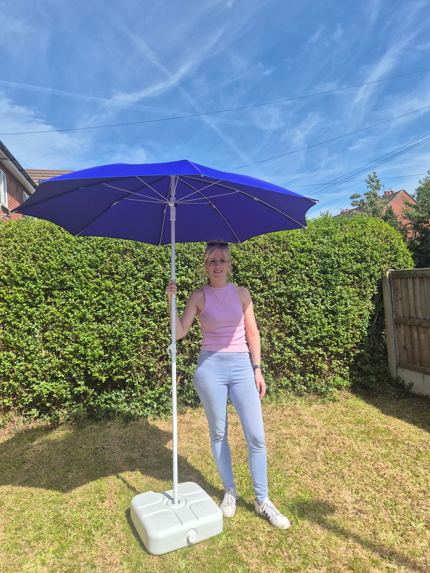 Parasol & Base Set with Round Parasol 1800mm Diameter