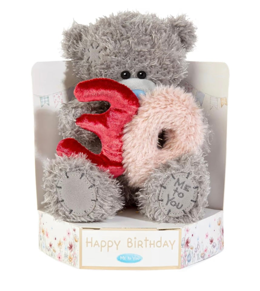 Me to You Tatty Teddy Plush 15cm-High 30th Birthday Bear On Luxury Gift Plinth - Official Collection, Grey