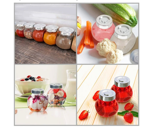 Belle Vous Round Clear Small Glass Storage Jars with Lids (24 Pack) - 50ml / 1.5 oz Mini Jam Jar Set - Mason Bottles for Herbs,Spices, Baby Food, Yogurt, Jelly and
