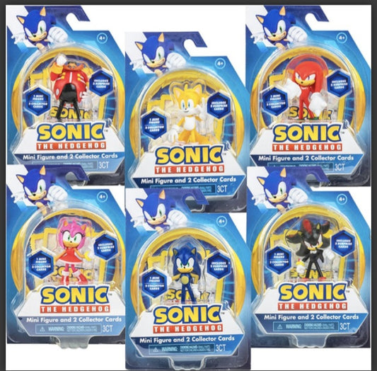 Sonic The Hedgehog Mini Figure and 2 Collector Cards (Random Figure Provided)