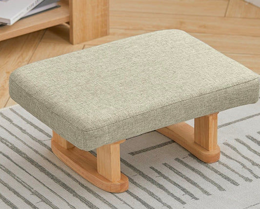 Green Soft-Padded Wooden Footstool