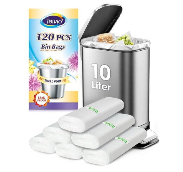 120pcs, 10 Litre Bin Bags