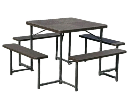 Vivo Fuori 86cm / 34" Square Picnic Table Set - 8 person
