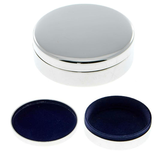 Silver Plated Velvet Lined Trinket Box Round