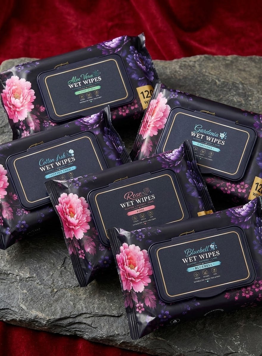 Cleanse, Refresh & Care Wet Wipes For Hands, Face & Body - 120 Wipes - Various Scents Available