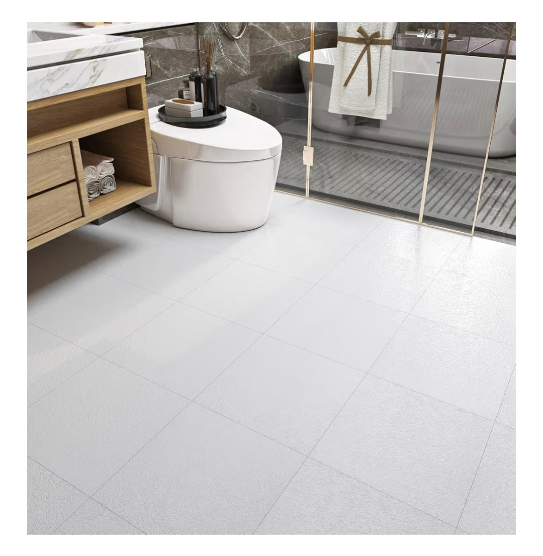 Peel & Stick Vinyl Floor Tiles 30 x 30cm 16-Pack Self-Adhesive Washable Flooring – White
