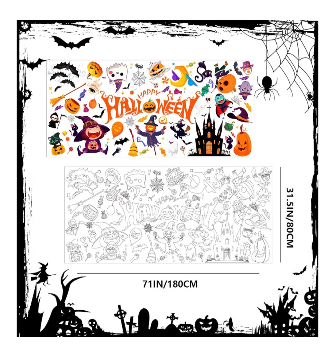 Halloween Giant Colouring Table Cloth, 31.5 * 71 Inches/80 * 180cm