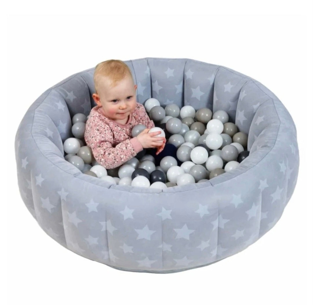 Little Me Soft Baby Ball Pit Pool Grey Stars 90x90x30cm