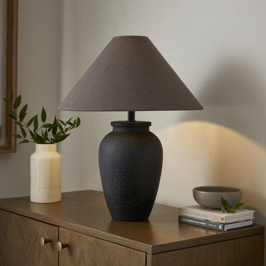 Rue Table Lamp, Ceramic Base & Linen Effect Shade