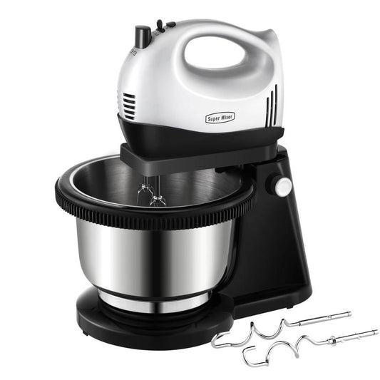 VersaMix 2 in 1 Hand & Stand Mixer Set, Lightweight, 5 Speed, 300W, Silver, Turbo Function, Stainless Steel Bowl