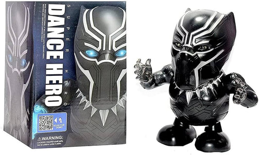 Dancing Black Panther Dance Hero Toys Dancing Robot with Light Music Dancing Action Figure w/ Openable Iron Man Mask , Lights & Music Interactive Toy for Boy Girls Kids Children Gift (Black Panther)