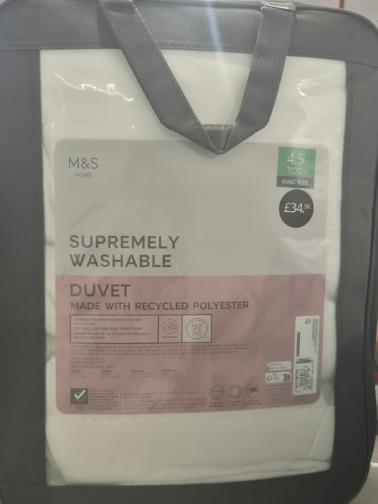 Supremely Washable King Size Duvet 4.5 tog RRP £34.99