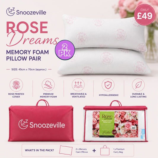 Pack of 2 Rose Memory Foam Pillows RRP £49!