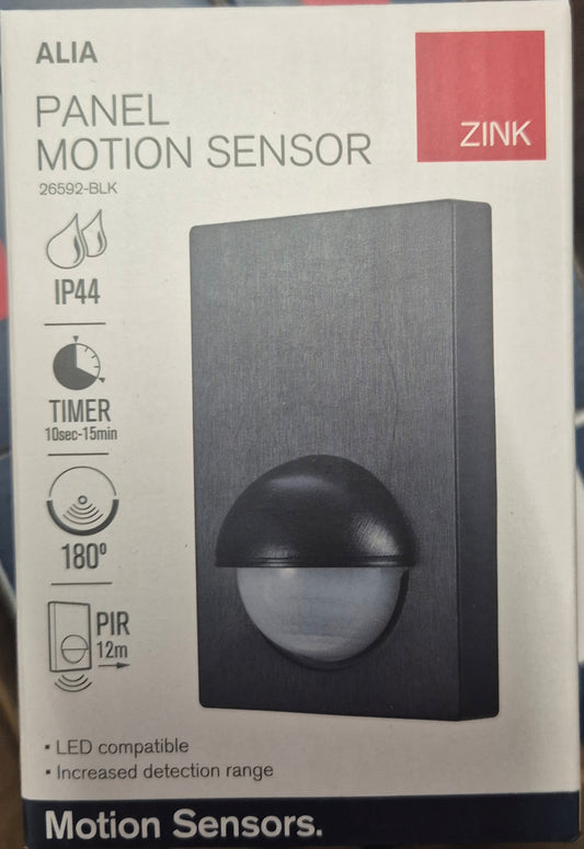 ZINC - 180° Wall Mount PIR Motion Sensor Black