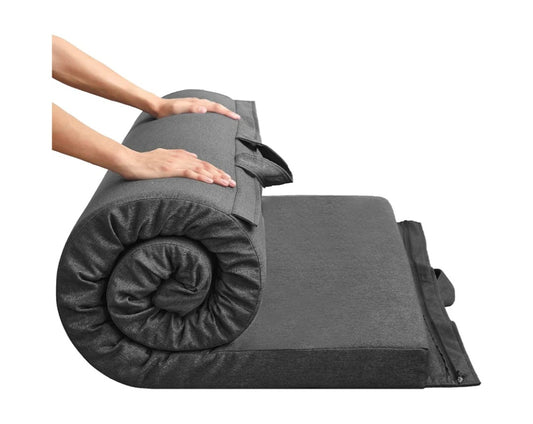 MAXYOYO Portable Futon Mattress, Foldable Camping Mattress Hypoallergenic Fabric and Thick Foam Mattress Pad with Handle and Zipper for Outdoor Indoor Camping Guest Car