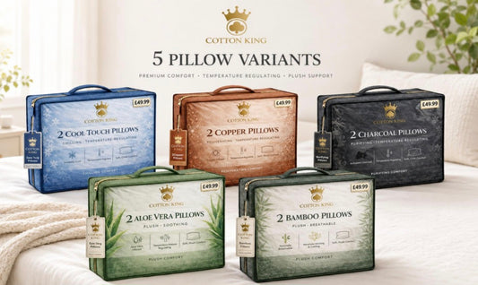 2 Pack Memory Foam Pillows in 5 different designs