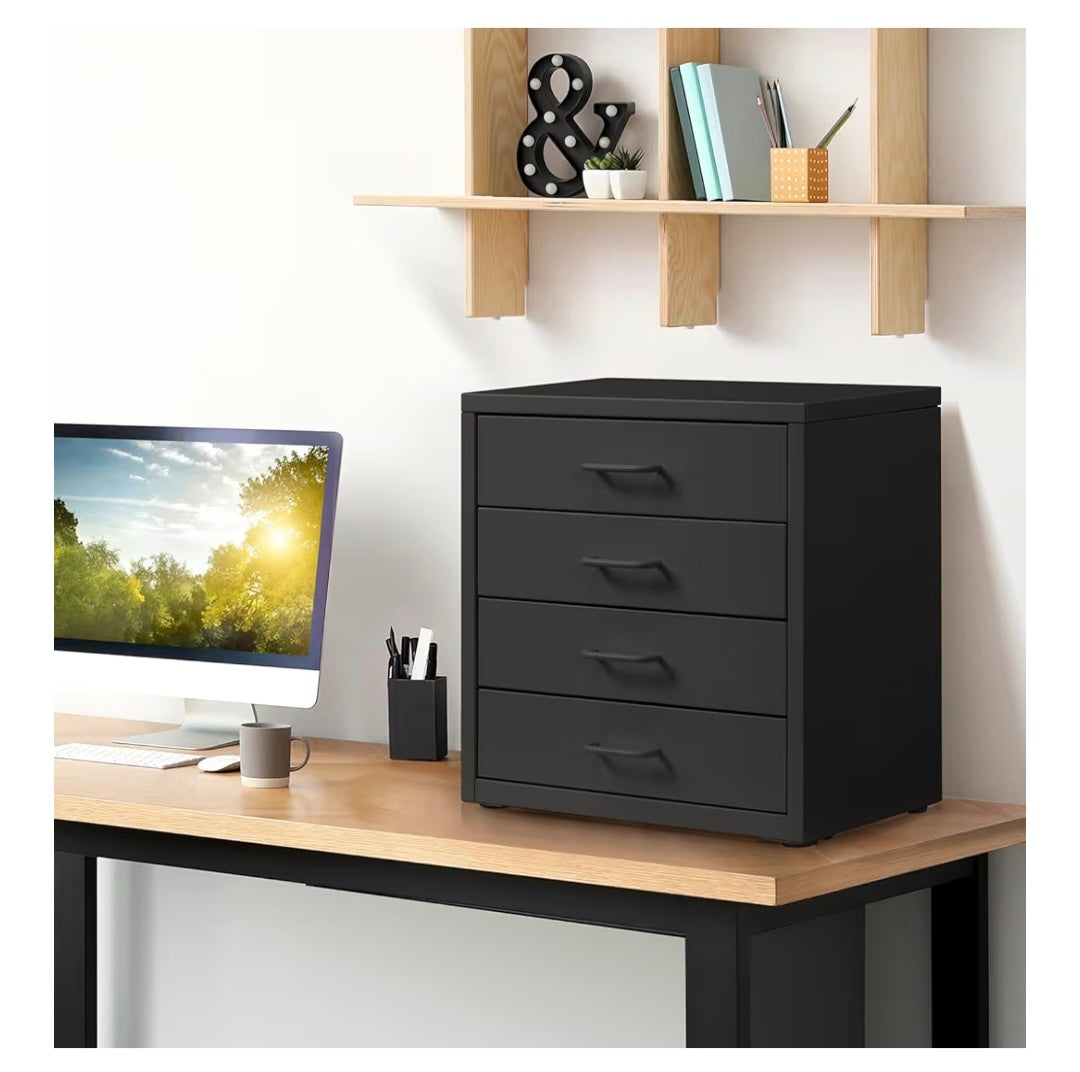 HollyHOME Desktop Drawers Filing Cabinet with 4 Drawers, Organizer Vertical File Cabinets for A4 Letter Size Metal Storage Drawer for Home Office Self-assemble 2 colours