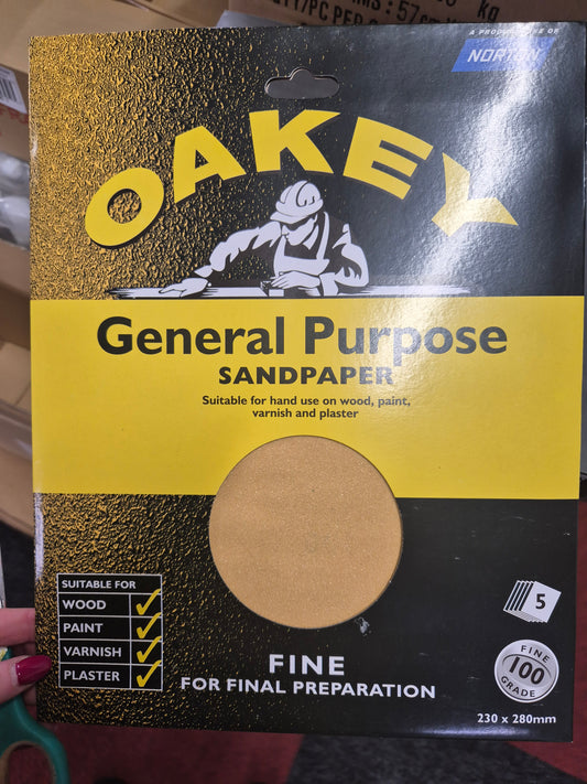 Oakley General Purpose Pack of 5 Sandpaper Fine