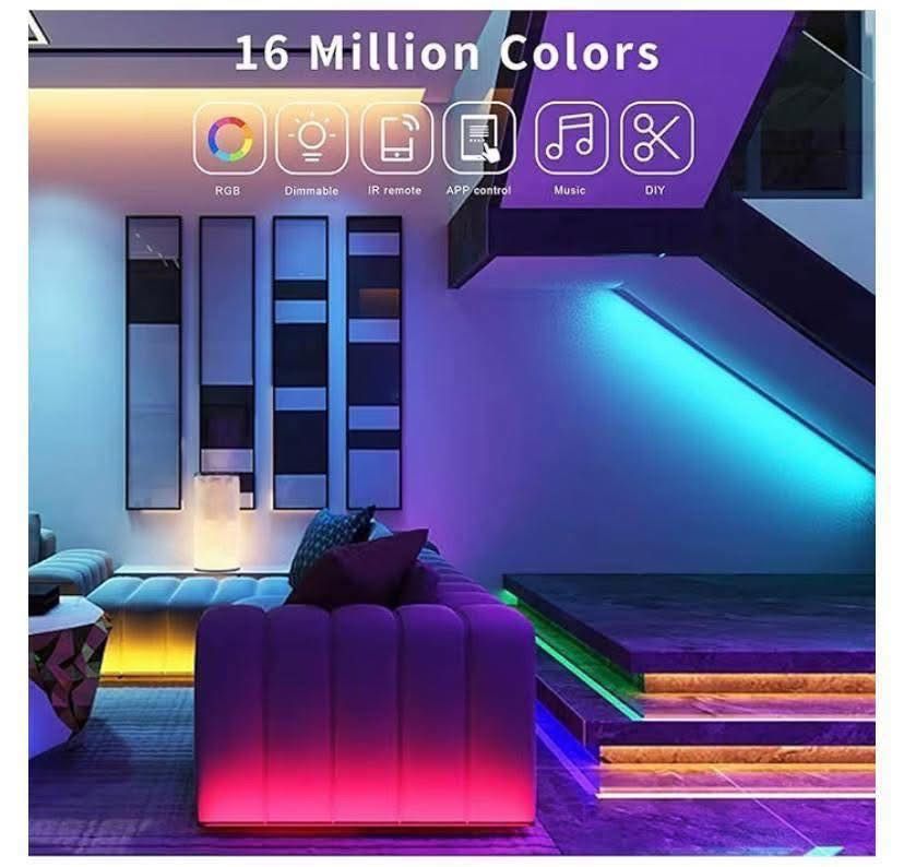 5M Led Lights, Led Strip Light with Music Sync Color Changing, RGB Led Strip Lights with Smart App & Remote Control for Bedroom, Led Light Strips