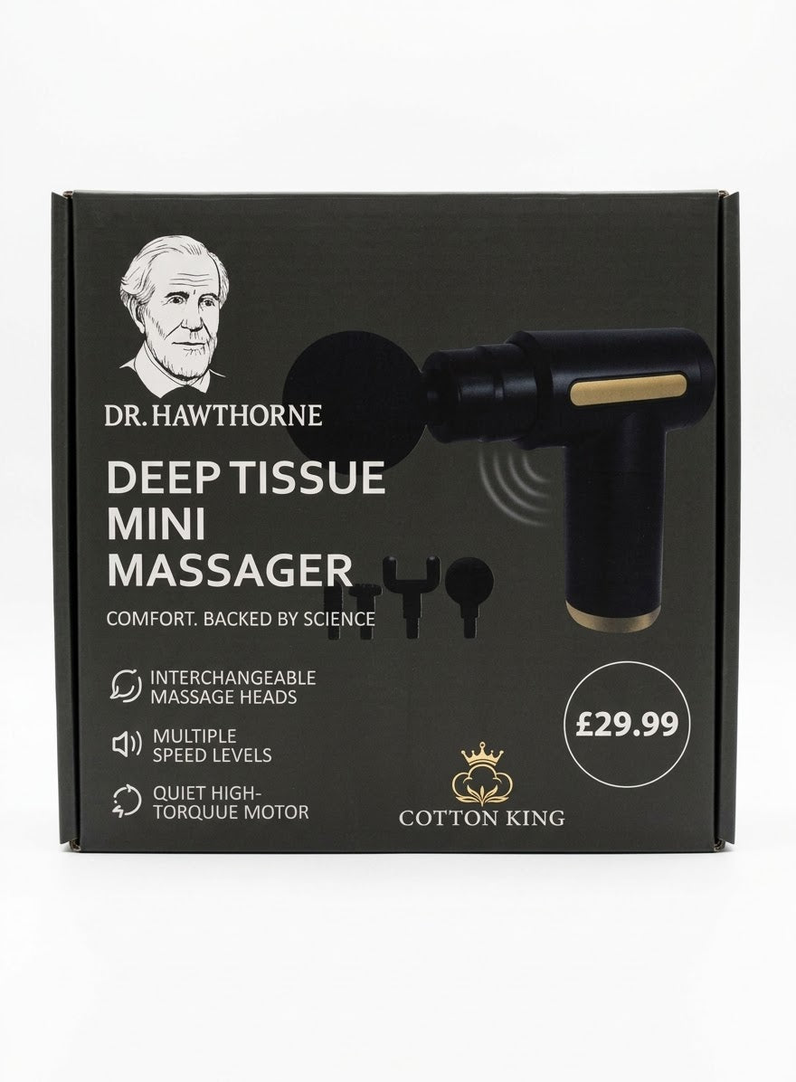 Dr. Hawthorns, Deep Tissue Mini Massager, Comfort. Backed By Science - Interchangeable Massage Heads, Multiple Spred Levels, Ouiet-High-Torouue Motor - Various Colours