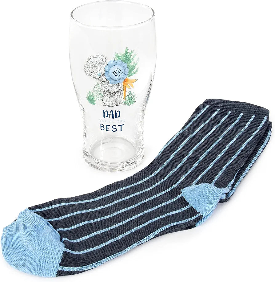 Me to You 'Dad You're The Best' beer glass and socks gift set