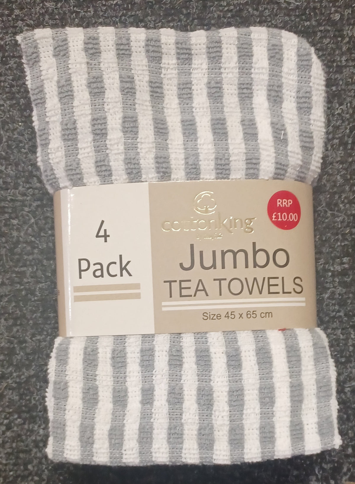 4 Pack CottonKing Jumbo Tea Towels