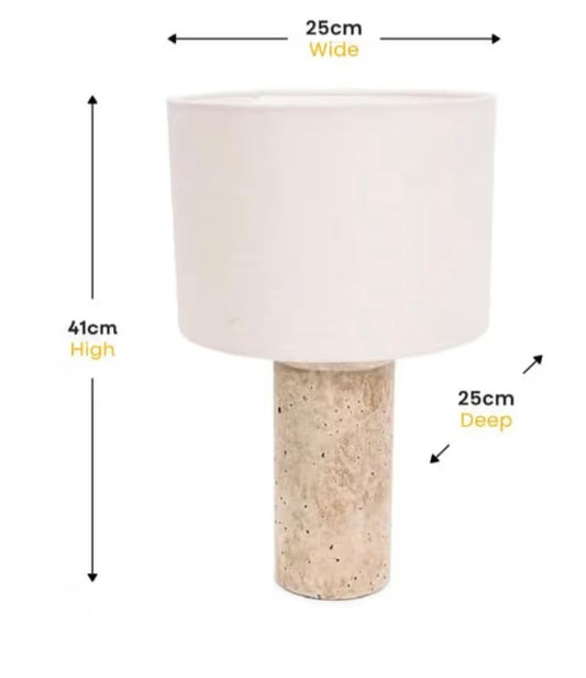 Natural Marble Effect Bedside Table Lamp with Neutral Linen Lampshade Living Room Light | Table Lamps