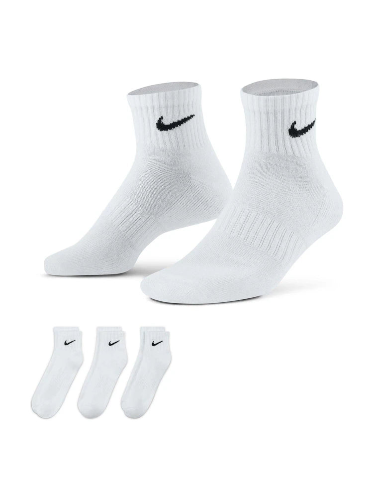 Nike White Ankle Everyday Cushioned Crew Socks 3 Pack DriFit UK 2-5