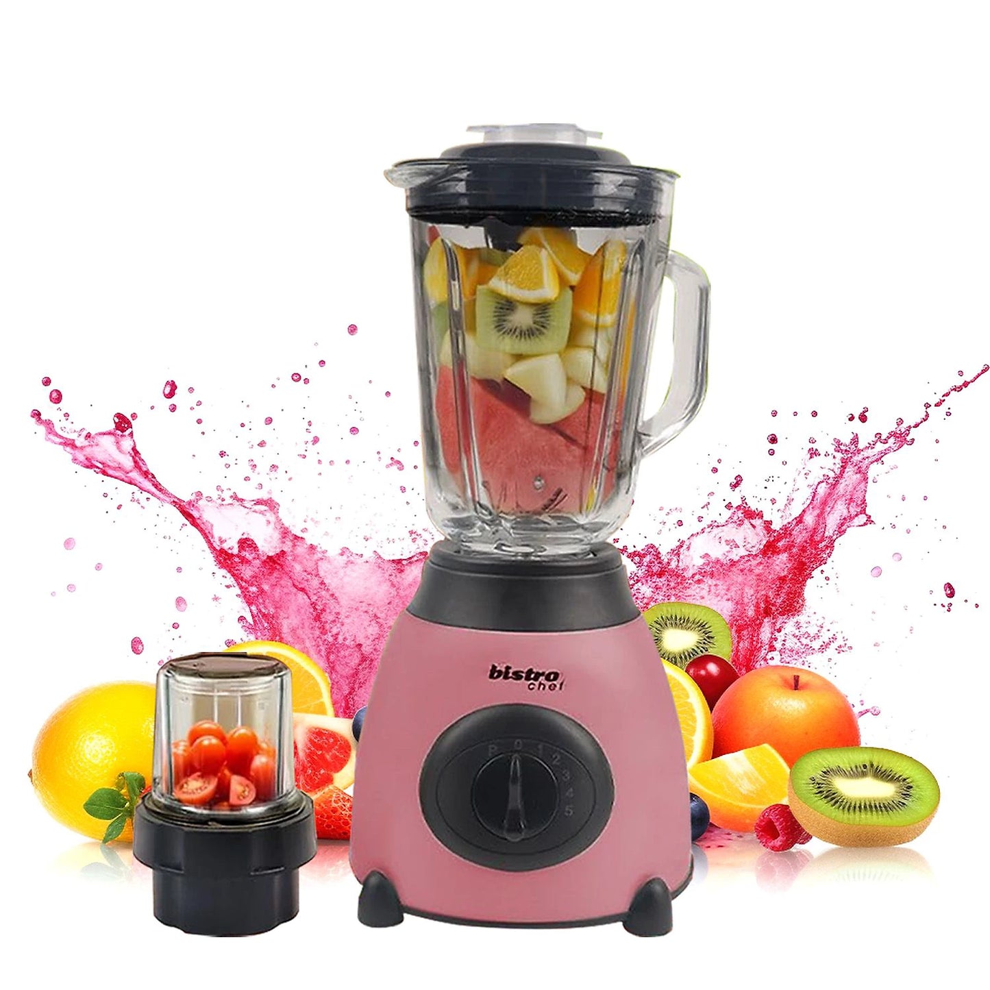 Bistro Chef 2 in 1 Glass Jug Blender & Grinder Pink or Beige