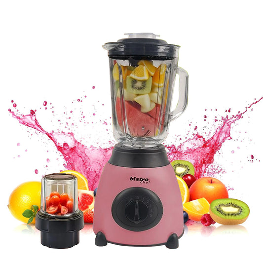 Bistro Chef 2 in 1 Glass Jug Blender & Grinder Pink or Beige