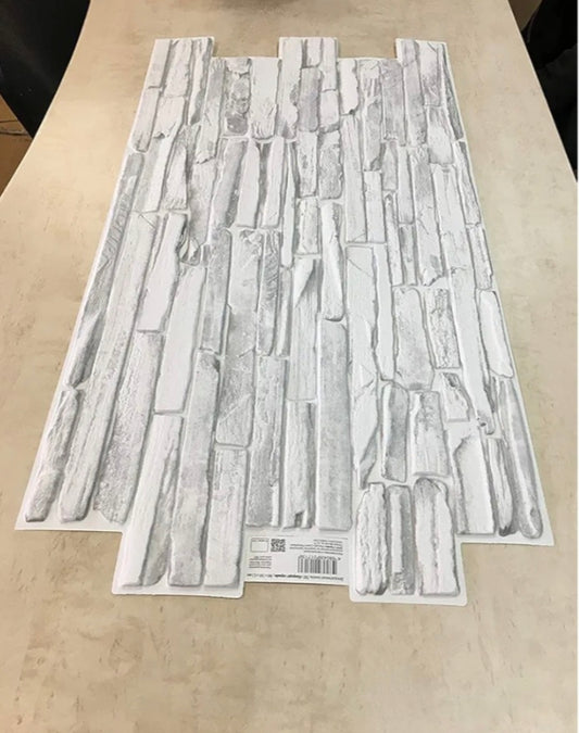 PVC Plastic Wall Panels 3D Decorative Tiles Cladding - Gray Quartzite (Pack 12 pcs/3.92 sqm)