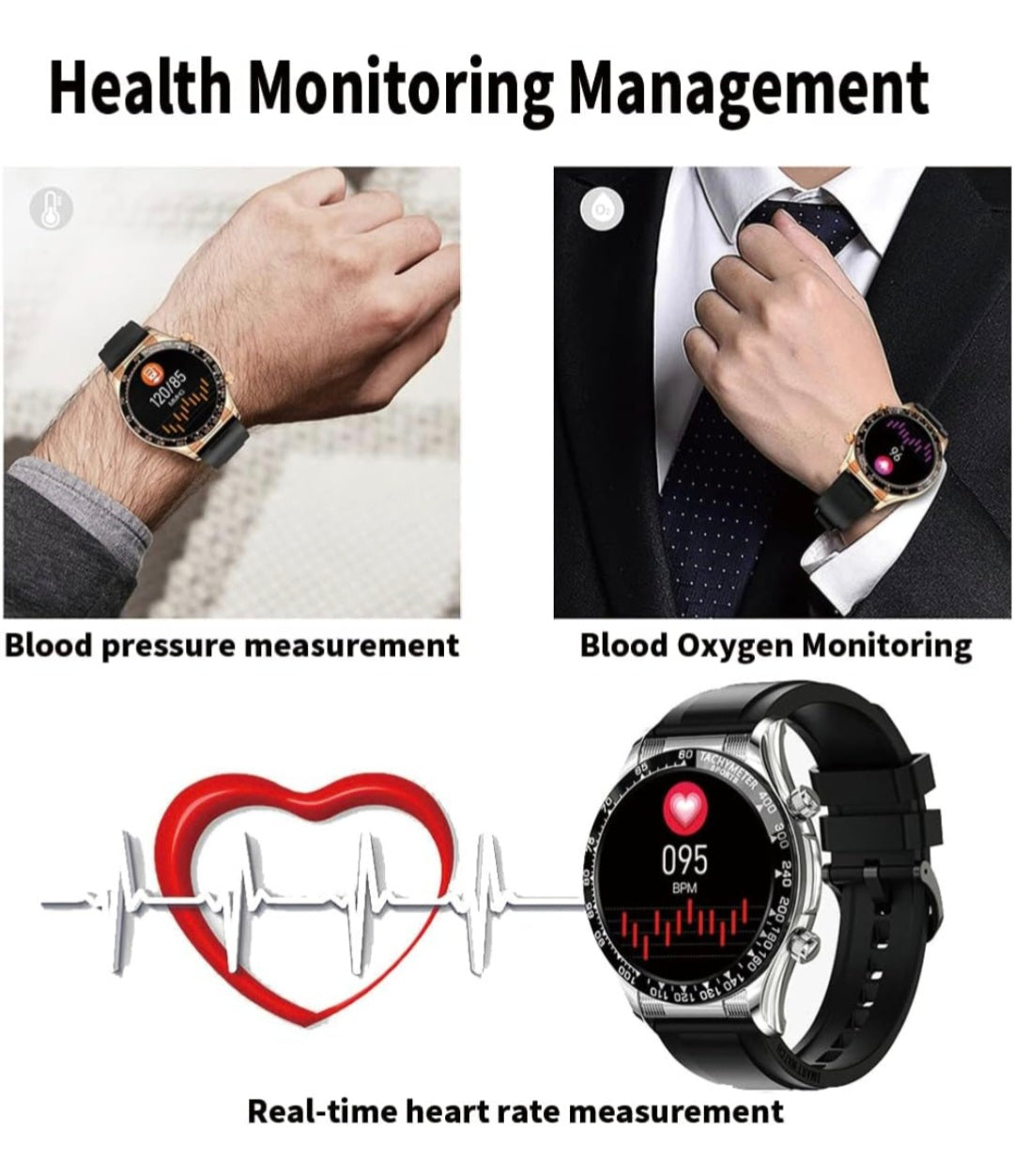 Smart Watch Full Touchscreen Make/Answer Calls Mens Fitness Watches Heart Rate Blood Pressure Blood Oxygen Sleep Monitor Step Counter Activity Tracker