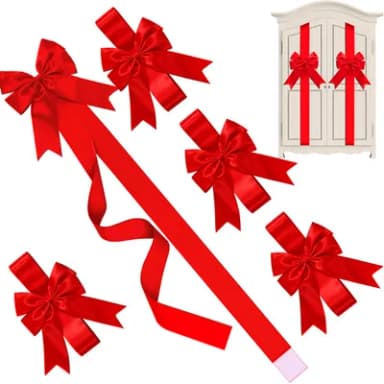 9Pcs Christmas Ribbon Bows, Large Red Bows Christmas Tree Bow Christmas Wreath Bow Door Ribbon for Christmas Tree Fireplace Home Front Door Decorations