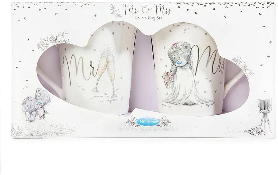 Me to You Tatty Teddy Mr & Mrs Double Mug Gift Set - Official Wedding Collection, White
