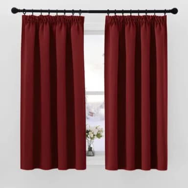 PONY DANCE Blackout Curtains for Bedroom - Pencil Pleat Thermal Window Curtain Panels for Christmas Home Decoration Noise Reduce Energy Save, 2 Pieces, W46 X L54, Red