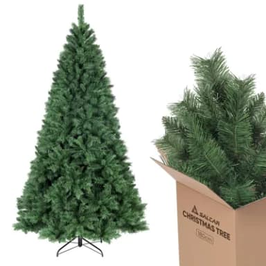 SALCAR 6ft Christmas Tree, Artificial Christmas Tree With Metal Stand, Spruce Pine Tree 180cm Xmas Tree, 6 ft Quick Setup Tree, Christmas Decoration