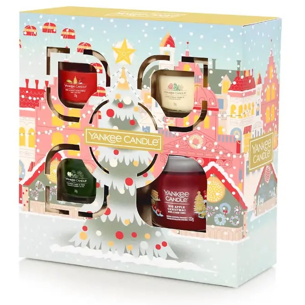 YANKEE CANDLE CHRISTMAS SMALL TUMBLER & 3 FILLED VOTIVE GIFT SET