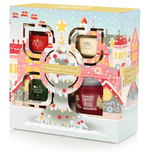 YANKEE CANDLE CHRISTMAS SMALL TUMBLER & 3 FILLED VOTIVE GIFT SET